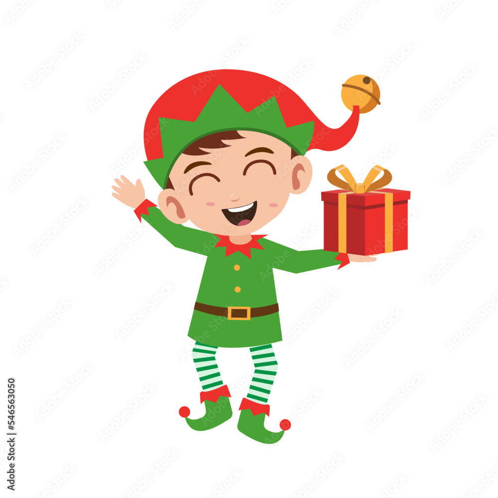 happy cute little boy wearing green elf christmas costume vector illustration happy cute little boy wearing green elf christmas costume vector illustration