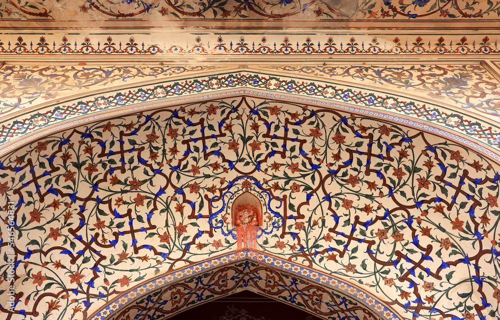Decorative arch at the City palace Jaipur in Rajasthan, India