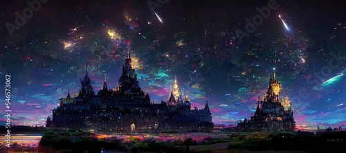 Foto Fantasy Majestic Palace. Fantasy scenary. Concept art.