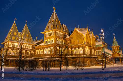 The wooden Palace of Tsar Alexei Mikhailovich built in the village of Kolomenskoye near Moscow in the second half of the 17th century, Russia photo