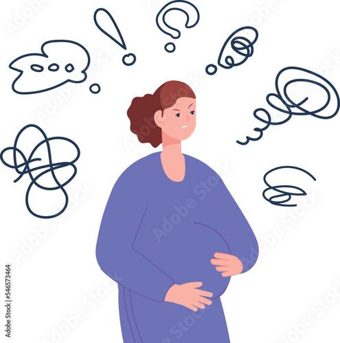 Stresses pregnant woman with depressed thoughts and emotions