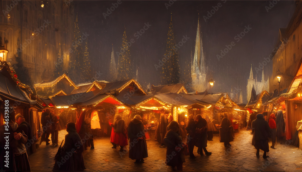 Obraz premium wonderful old christmas market at night