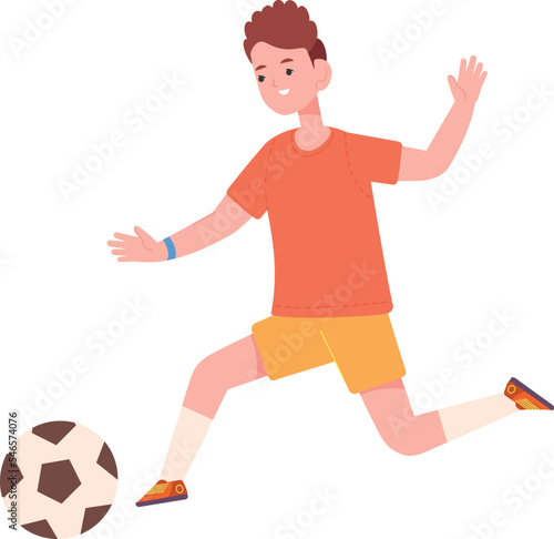 Fototapeta Naklejka Na Ścianę i Meble -  Boy kicking soccer ball. Football player kid