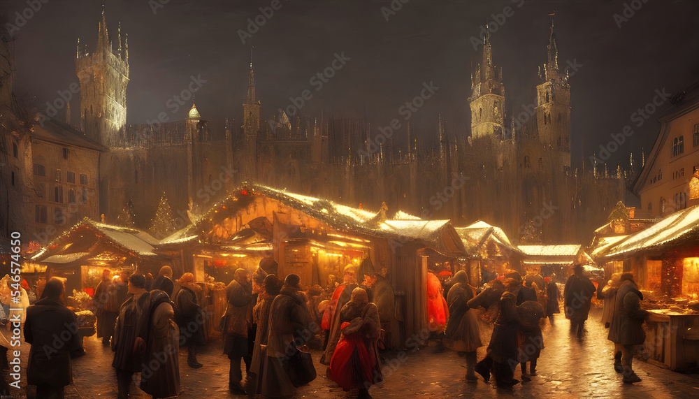 Obraz premium wonderful old christmas market at night