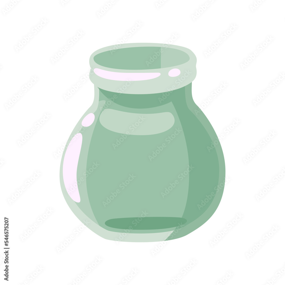 Empty round jar cartoon illustration. Glass can. Canning, conserve, grocery, tinned or preserved food concept Empty round jar cartoon illustration. Glass can. Canning, conserve, grocery, tinned or preserved food concept