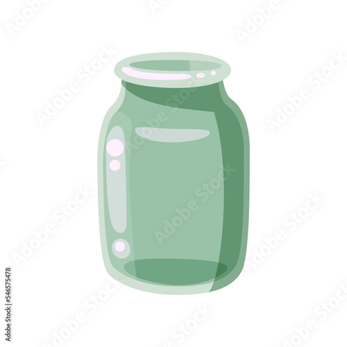 Empty tall rectangular jar cartoon illustration. Glass can. Canning, conserve, grocery, tinned or preserved food concept