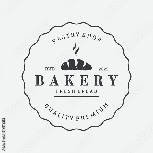 Fotografiet Retro wheat bread logo design template
