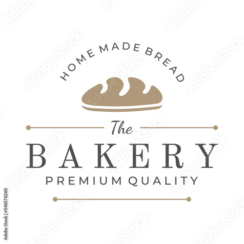 Retro wheat bread logo design template. Badge for bakery, home made bakery, restaurant or cafe, patisserie, business.