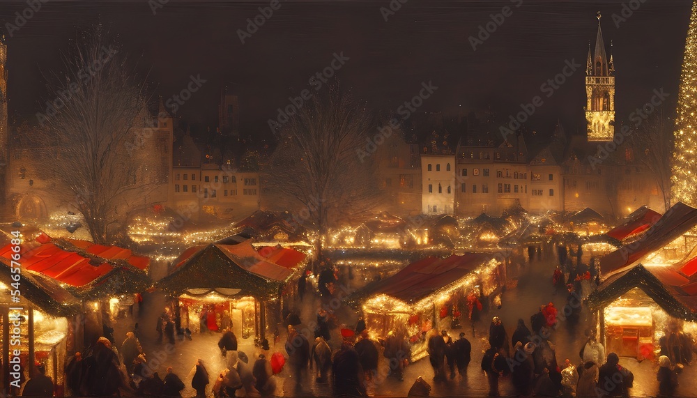 Obraz premium wonderful old christmas market at night
