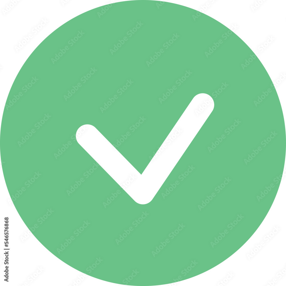 Green round icon with checkmark. Right choice symbol Green round icon with checkmark. Right choice symbol
