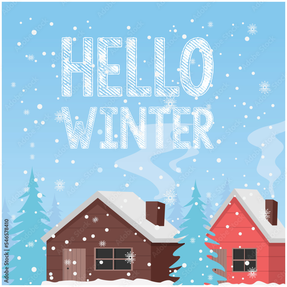 Flat design hello winter background vector