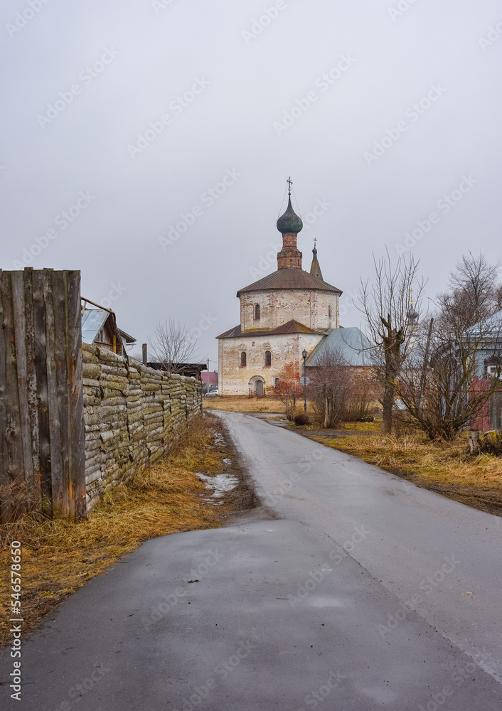 Suzdal / Russia - March 08, 2020: Church of Cosmas and Damian in Korovniki, Cosmodamian Church