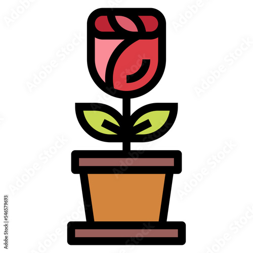 rose filled outline icon style