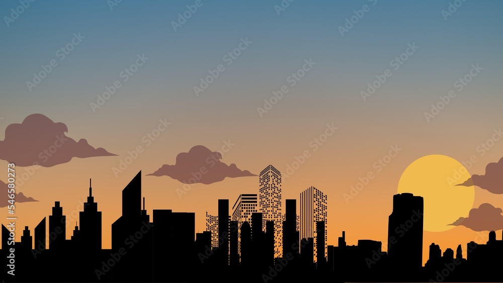 City landscape with building Silhouette