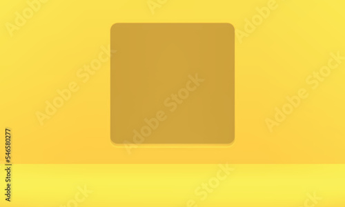 Yellow 3d studio background interior geometric squared hole empty space presentation vector