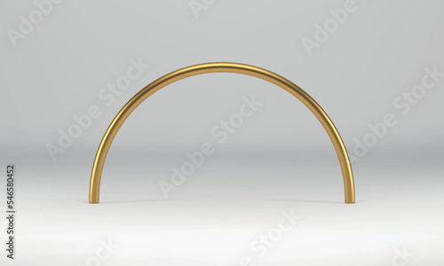 Golden 3d archway studio background foundation for product presentation realistic vector