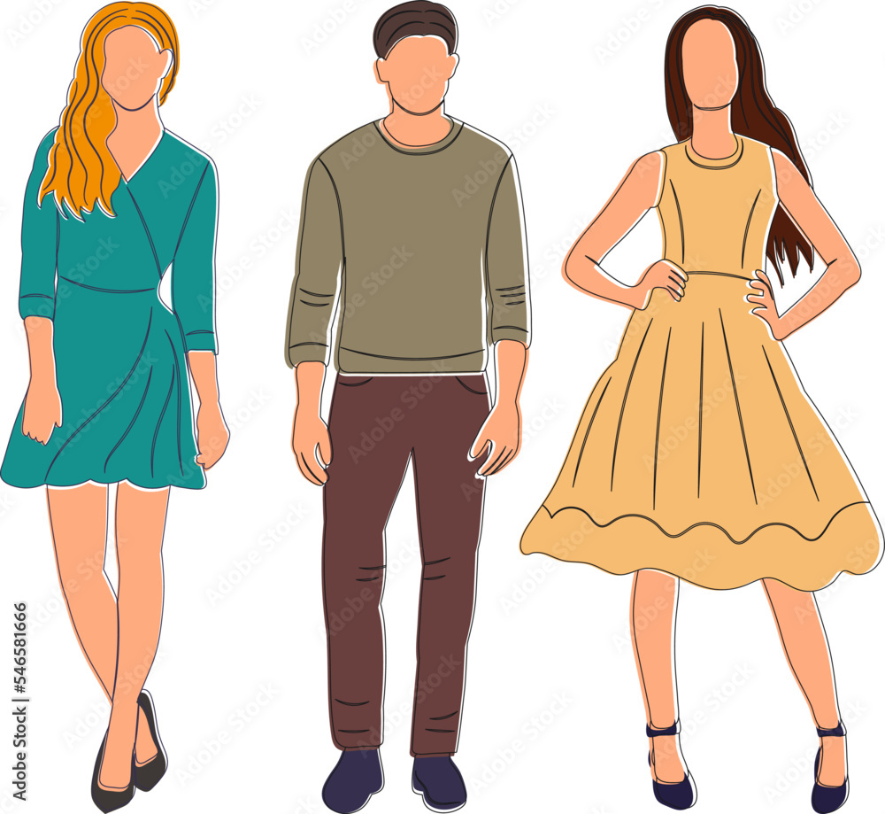 women and man doodle sketch ,outline isolated vector women and man doodle sketch ,outline isolated vector