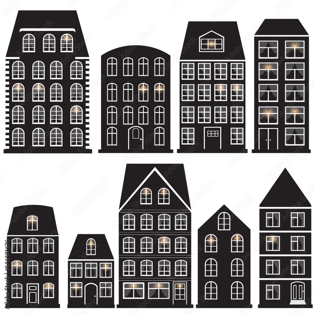 house silhouette, city design vector isolated