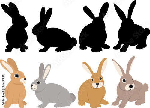 silhouette rabbits design vector isolated