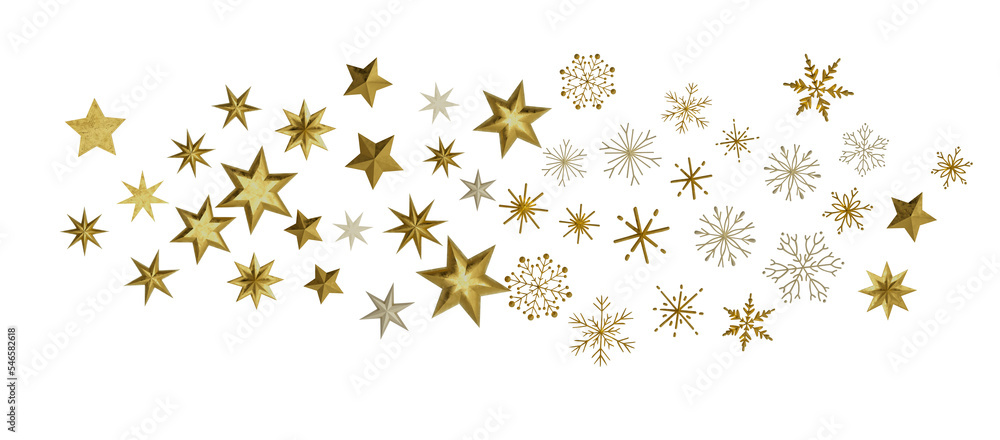 new year pattern. Christmas theme, golden openwork shiny snowflakes, star, 3D rendering. new year pattern. Christmas theme, golden openwork shiny snowflakes, star, 3D rendering.