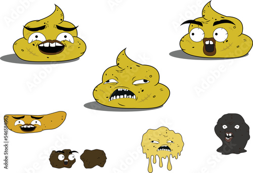 types of poop, funny joke character of poop, poop cartoon , you can use in Bristol stool Chart also