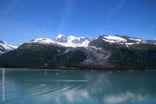 Mountain range reflected in College Fjord, Alaska 