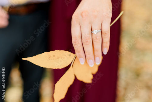 fiancé showing off engagement ring