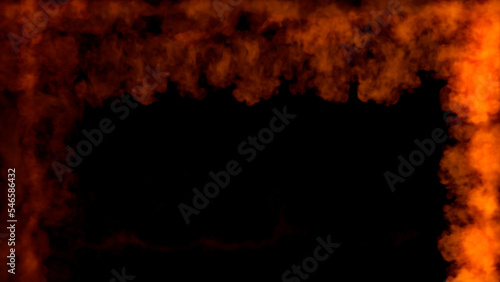 blazing lines of fire frame for content on black, isolated - object 3D rendering