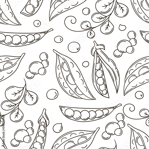 Coloring Seamless pattern with tropical fruits. Illustration in hand draw style