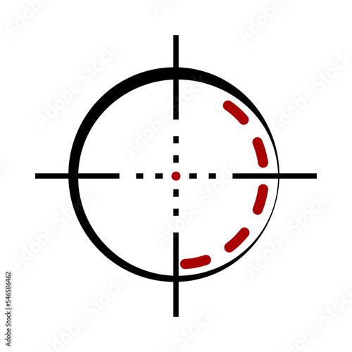 Weapon viewfinder cartoon illustration. Gun or pistol sight, rifle scope isolated on white background. Weapon, hunting, accuracy, target, aiming, eyesight, shooting concept