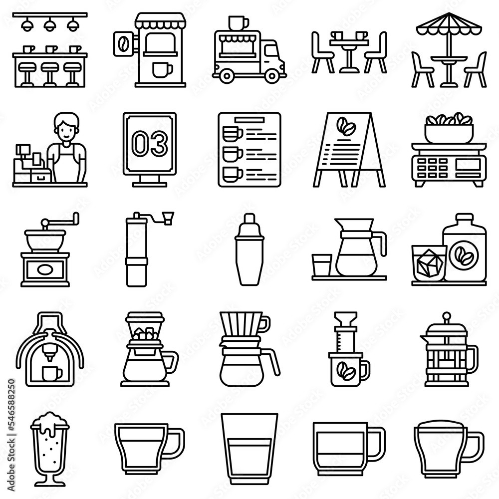 Coffee shop line vector icon set 2 Coffee shop line vector icon set 2