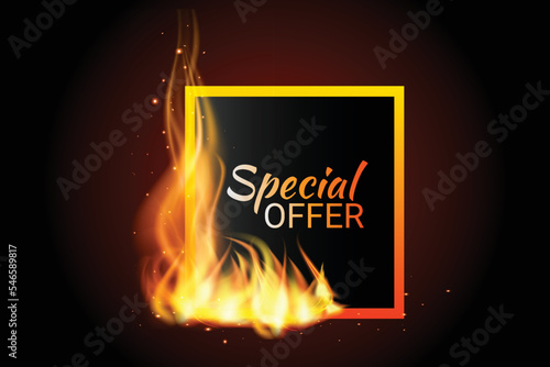 Realistic hot fire flame sale banner