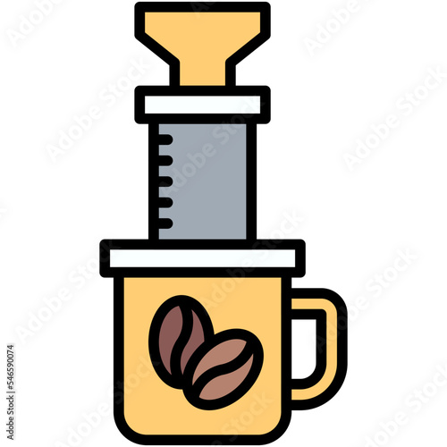 Aeropress icon, Coffee shop related vector