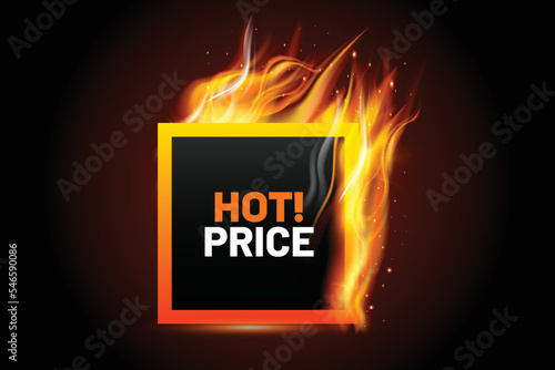 Realistic hot fire flame sale banner