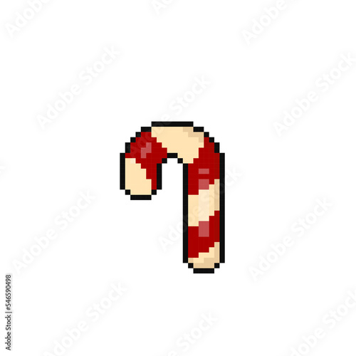 candy cane in pixel art style