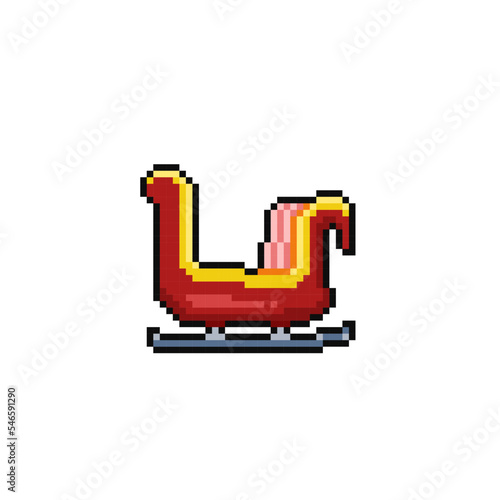 Santa clause train in pixel art style