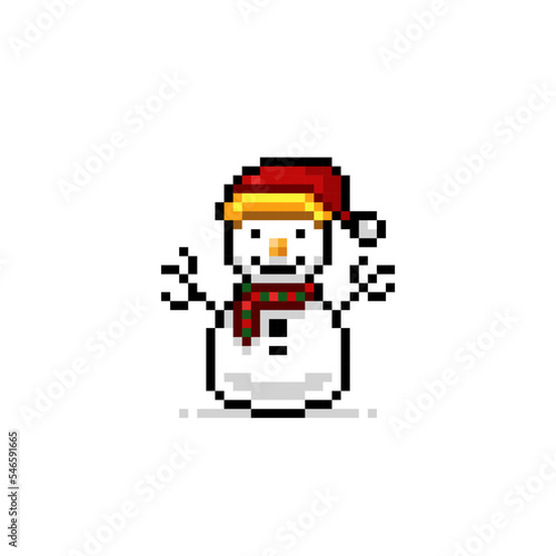 snowman in pixel art style