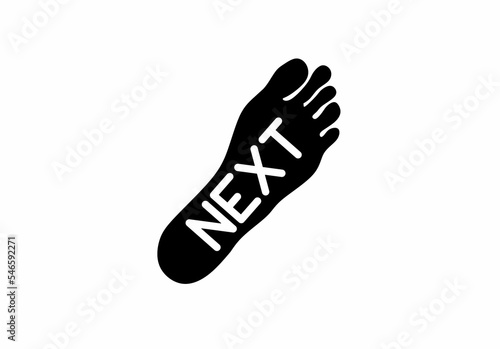 next step logo isolated on white background.human footprints with the word next