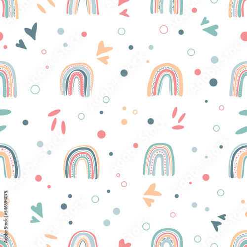 rainbow seamless pattern in scandinavian style