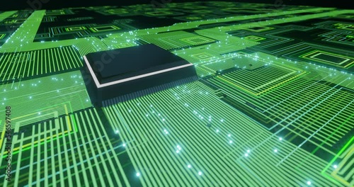 Computer Circuit Board animation.  Computational activity