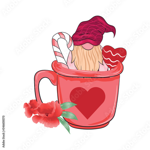 Valentine sublimation Design, valentine love gnome sublimation, valentine coffee drinks sublimation design for t-shirt and print items
