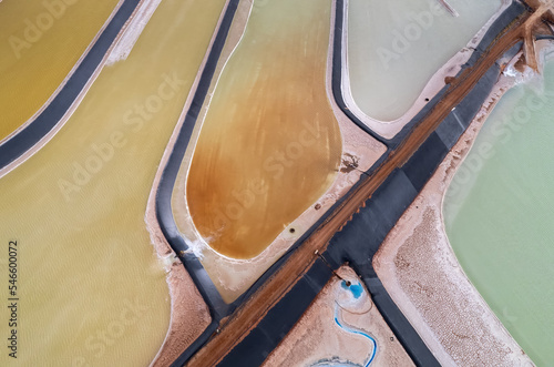 Road near brine evaporation ponds