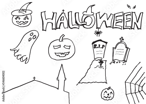 innocent Kid drawing halloween cartoon doodles