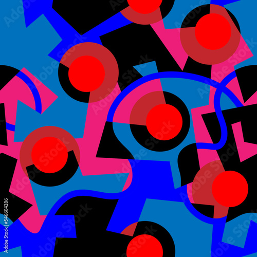 Seamless abstract creative geometry pattern with curved elemets and circles