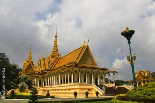 Royal Palace in the city of Phnom Penh in Cambodia with a cloudy sky