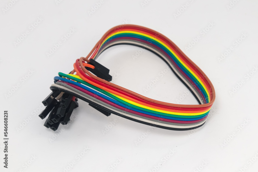 Rainbow cable with female to female connector as a jumper for DIY materials. Rainbow cable with female to female connector as a jumper for DIY materials.