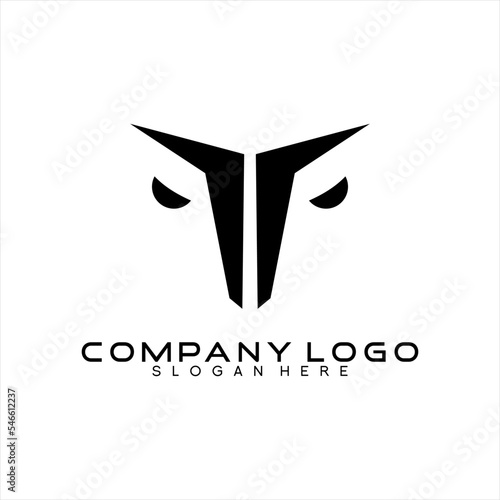 Tiger logo design. Simple tiger head illustration with letter T concept.