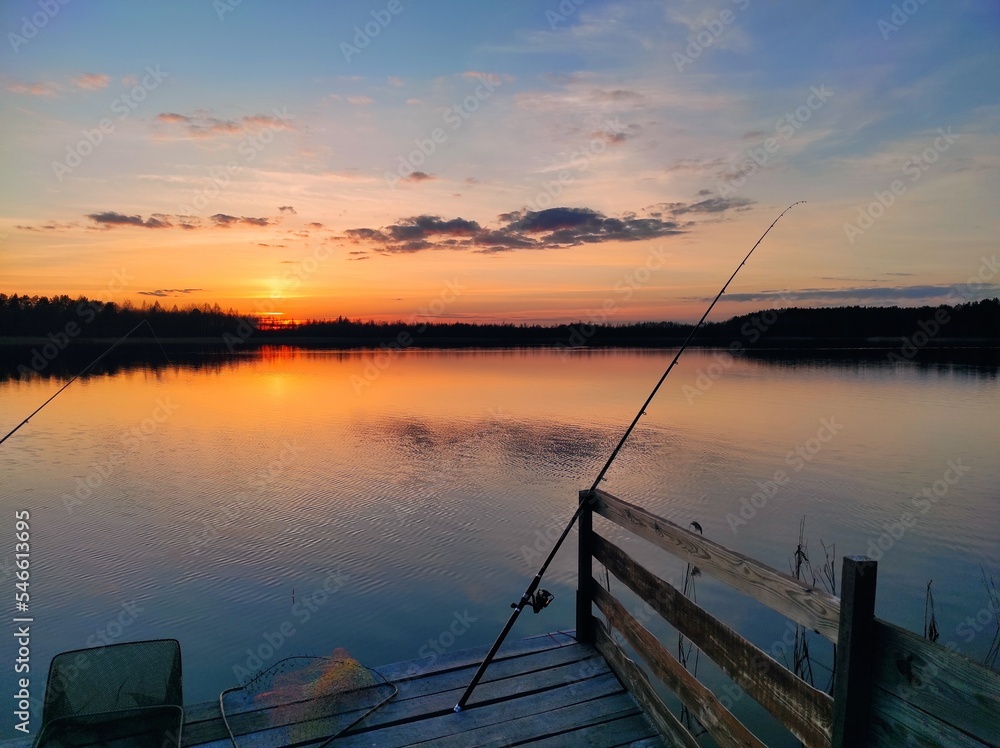 Obraz premium Sunset fishing