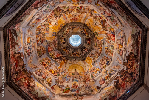 Ceiling of Cathedral of Saint Mary of the Flower (Cattedrale di Santa Maria del Fiore) or Duomo di Firenze, Florence, Italy