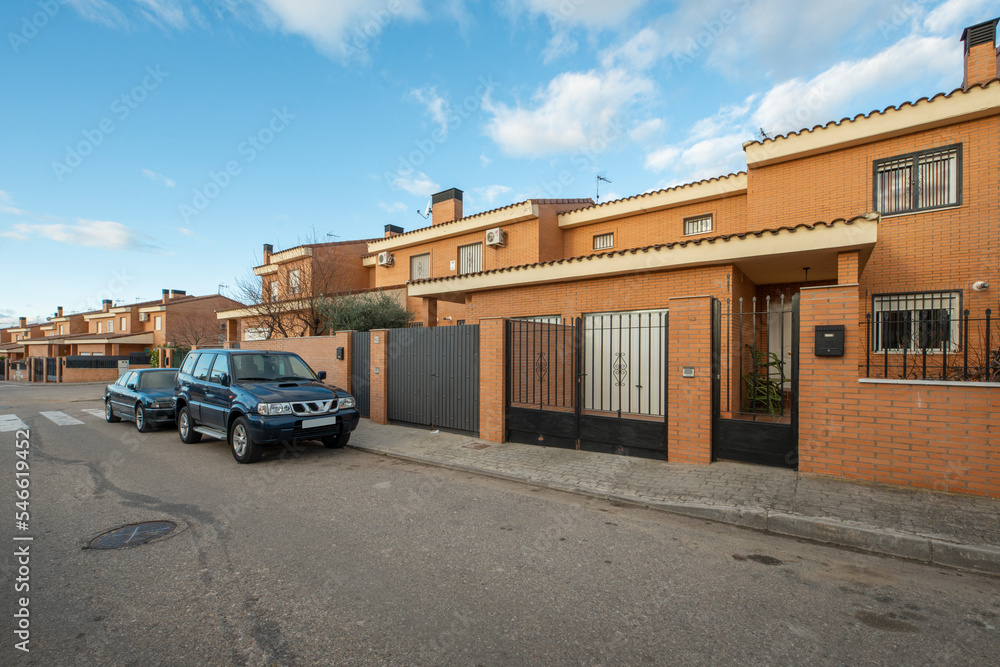 Facades of an urbanization of single-family residential homes